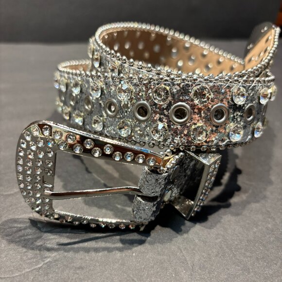 Silver Diamond-Sequined BB Belt – 42" Y2K Street Style (Women’s/Unisex) - Picture 1 of 6